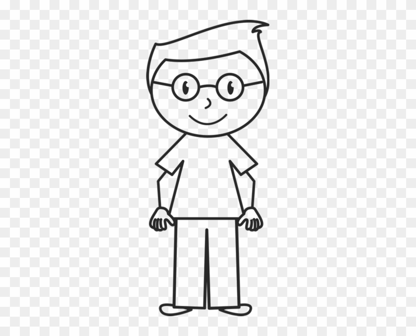 Boy With Glasses And Stylish Hair Stamp - Stick Figure With Glasses #764927