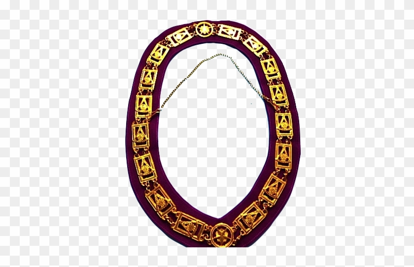 Past Master Chain Collar Golden Finish Purple Backing - Circle #764952