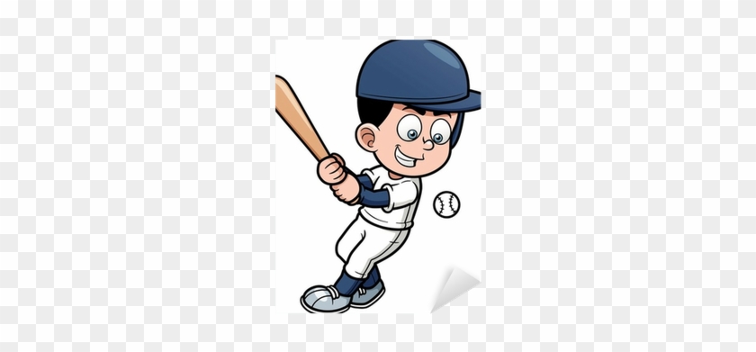 Vector Illustration Of Cartoon Baseball Player Sticker - Cartoon Boy Playing Baseball #765014
