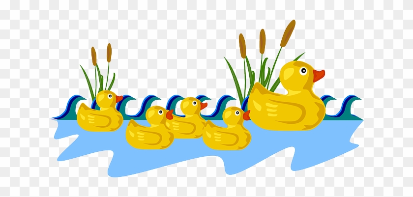 Swimming, Toy, Rubber, Children, Parent, Babies - Five Little Ducks Clipart #765726