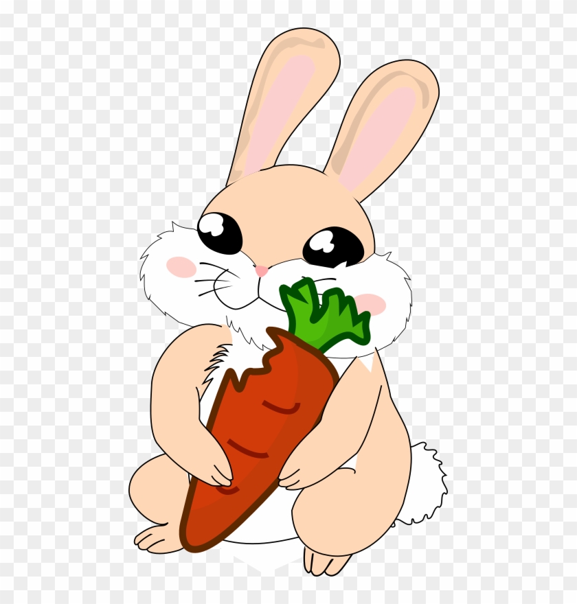 Cute Bunny Holding A Carrot Clip Art Is Perfect For - Cute Kawaii Notebook: Happy  Bunny,100 Lined Pages For - Free Transparent PNG Clipart Images Download