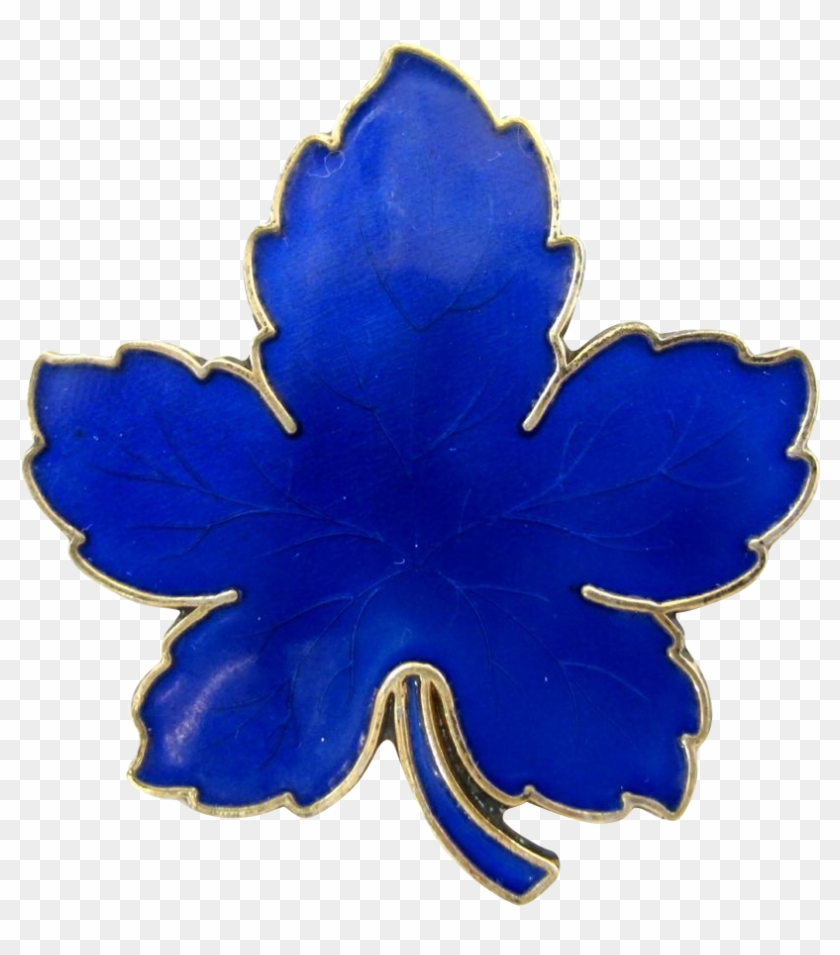 Meka Denmark Sterling Maple Leaf Pin In Blue Enamel - Jewellery #765983