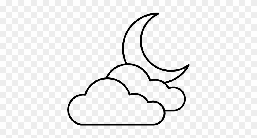 Half Moon And Clouds Vector - Draw A Half Moon #766140