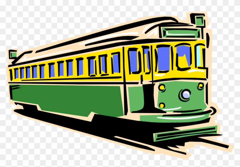 Vector Illustration Of Electric Streetcar Tram Trolley - Train Clip Art #766416