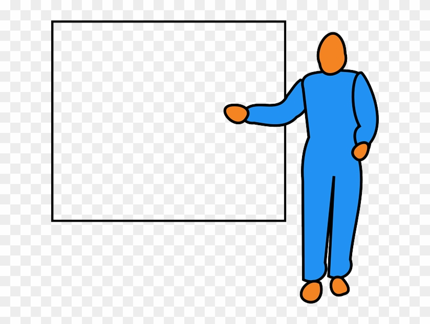 Blue Figure, Man, Pointing, Screen, Whiteboard, Blue - Presenter Clipart #766904