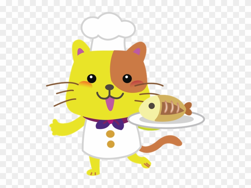 Cat Chef With Fish - Cartoon #766907