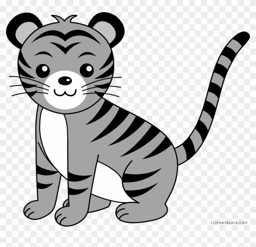 Cute Tiger Animal Free Black White Clipart Images Clipartblack - Tiger Face Drawing Easy #767221