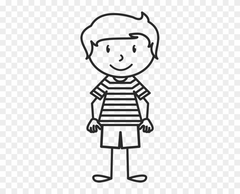 Boy With Windswept Hair And Striped Shirt Stamp - Stick Figure Wearing Shirt #767321