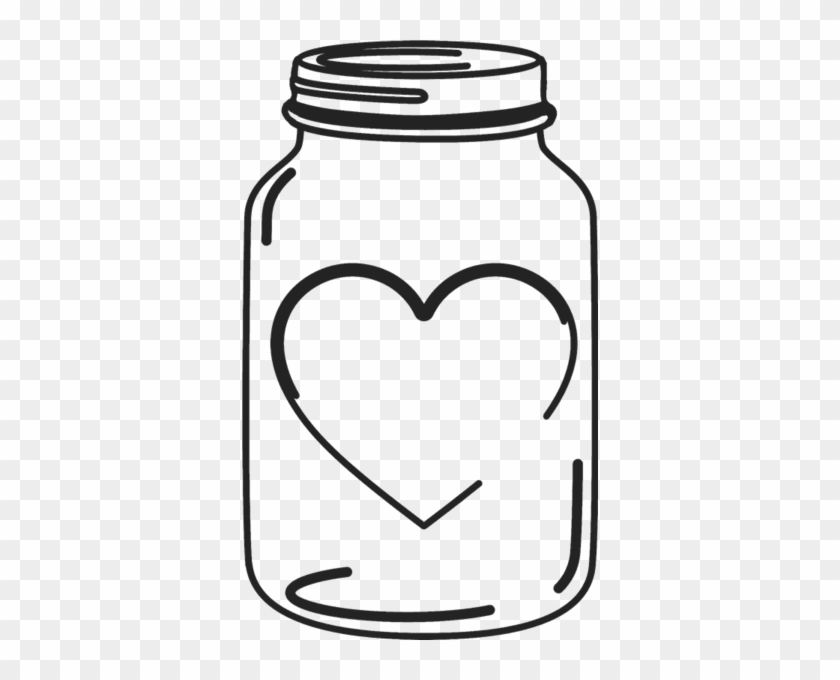 Mason Jar Rubber Stamp With Heart - Mason Jar Clip Art #767329