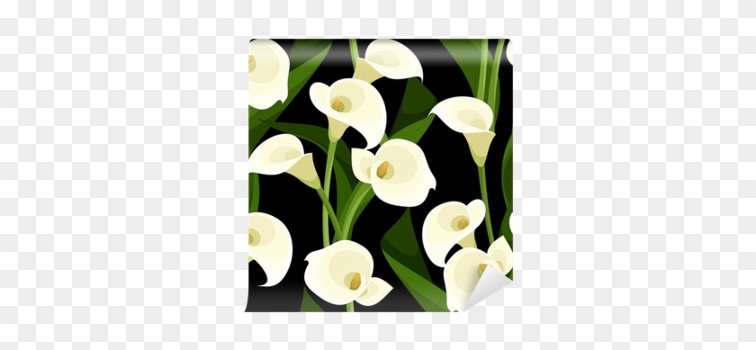Seamless Pattern With White Calla Lilies On Black - Callas Blumen #767717