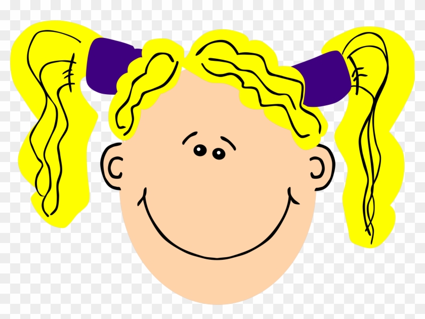Blond Girl With Pigtails - Clip Art Girls Face #768074