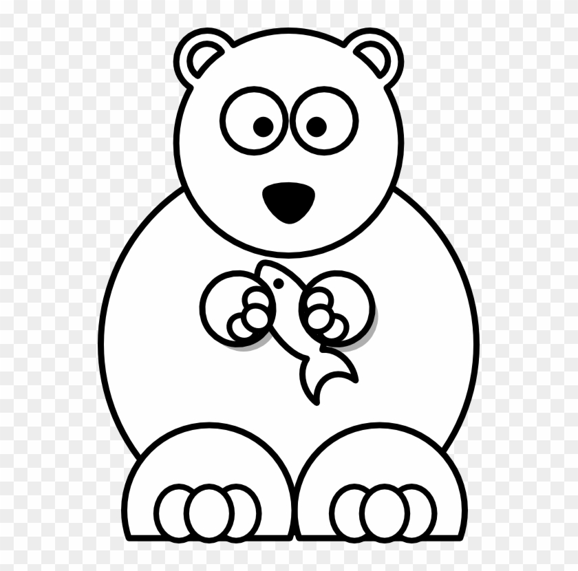 Black White Cartoon Drawings - Clip Art Cartoon Polar Bear #768306