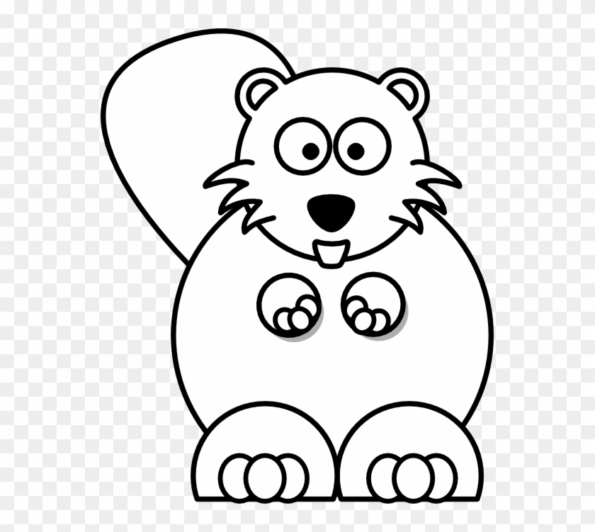 Cartoon Beaver Black White Line Coloring Sheet Colouring - Baby Hippo Coloring Pages #768343
