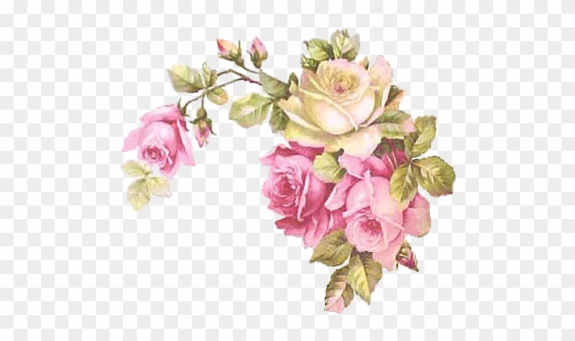 Gorgeous Bavarian Roses & Corners Shabby Waterslide - Vintage Floral Corner Png #768491