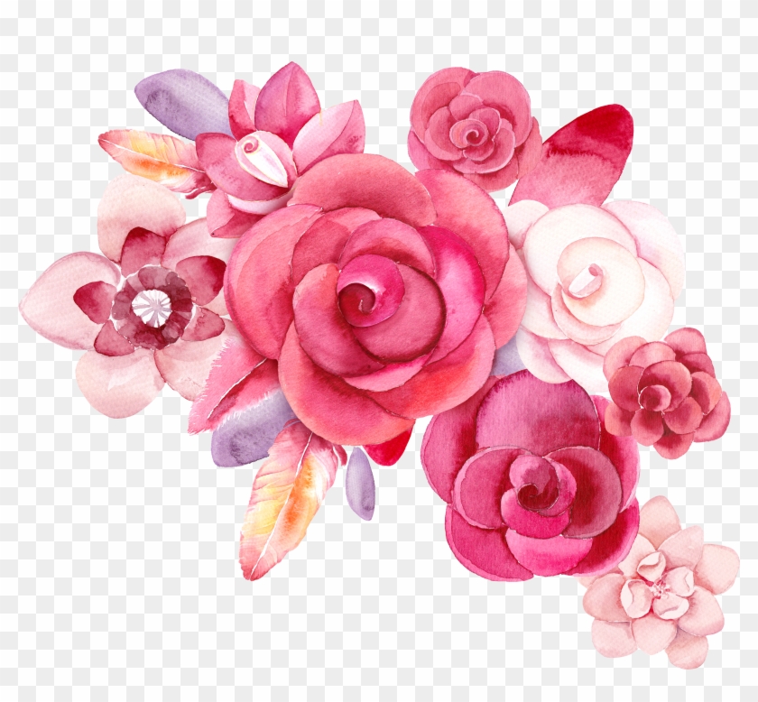 Pink Roses Flower Creative Watercolor - Watercolor Red Flowers Png #768515