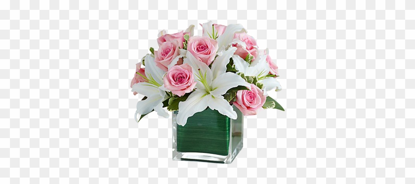 Pink Roses And White Lilies Cube In Houston, Tx - 1-800 Flowers Modern Embrace Pink Rose #768649