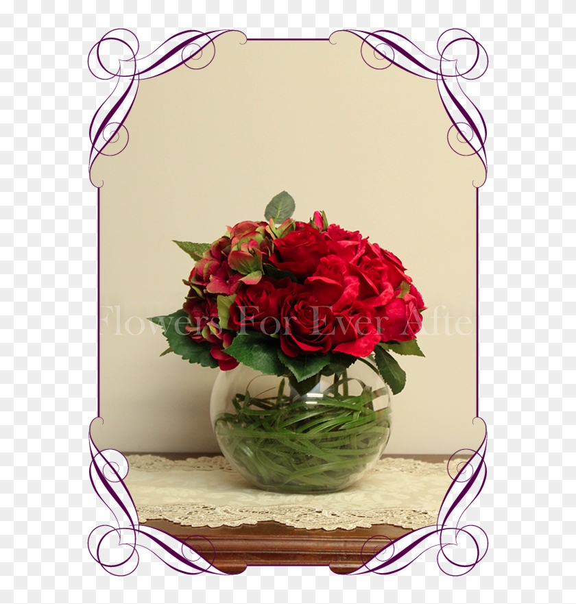 Silk Artificial Romantic / Elegant Red And Raspberry - Flower Bouquet #768658