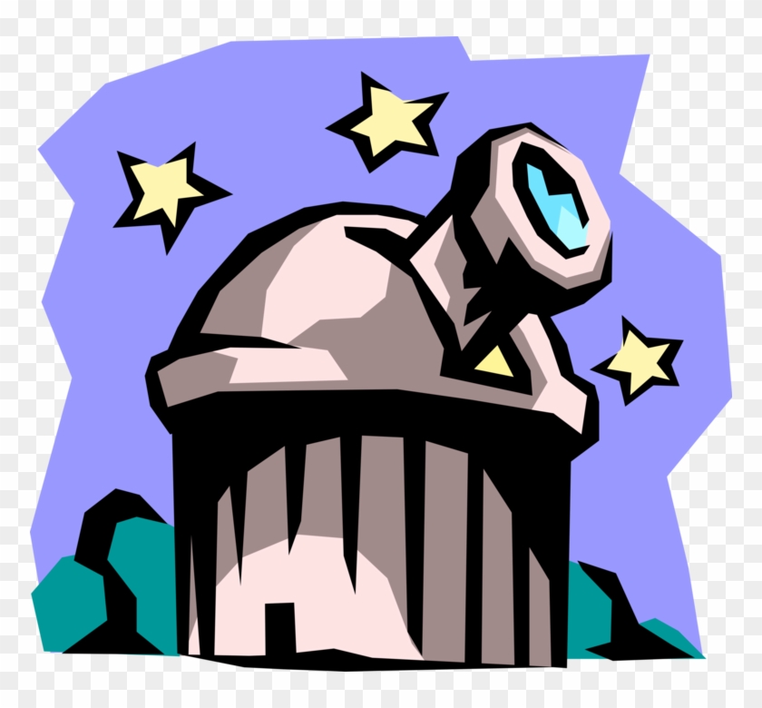 Vector Illustration Of Optical Telescope Observatory - Planetarium Clipart #768915