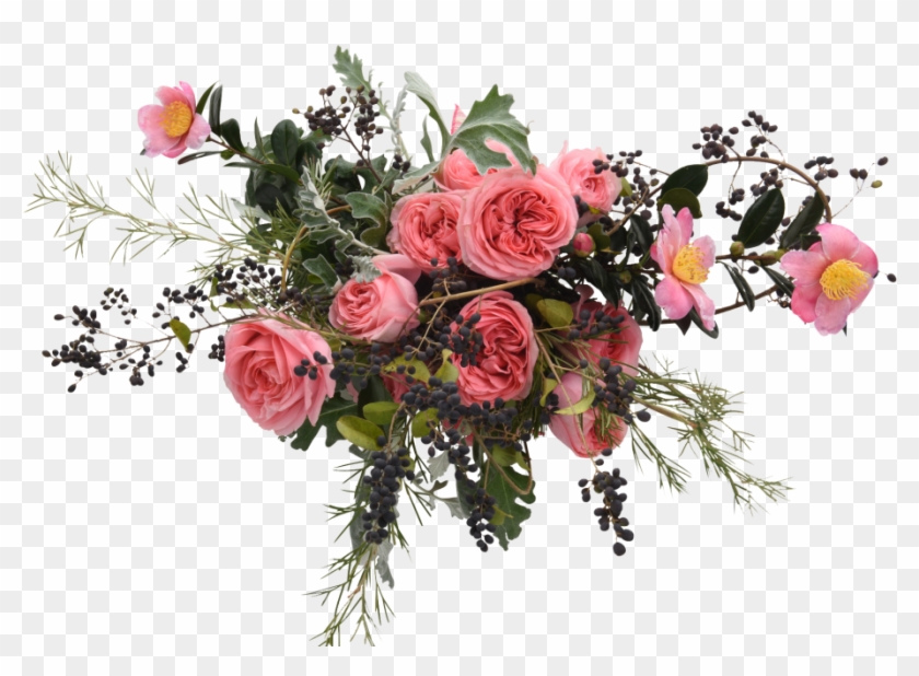 Unique Bouquet With Garden Roses, Dusty Miller, Camellia, - Garden Roses #768961