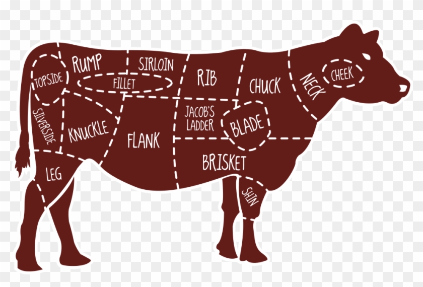 Cow Clipart Cow Meat - Cuts Of Beef Map #769282