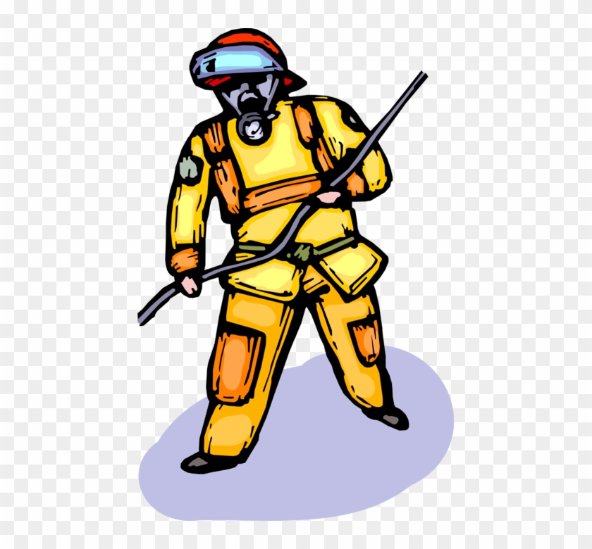 Vector Illustration Of Firefighter Fireman At Ground - Vector Illustration Of Firefighter Fireman At Ground #769333