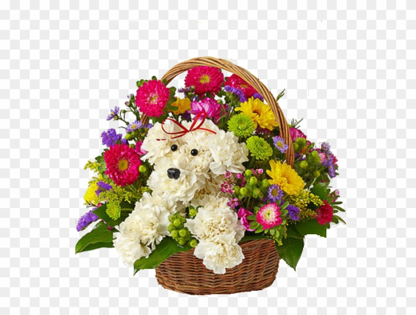 Birthday Flowers Bouquet Png Transparent Image - A-dog-able In A Basket - Flowers #769417