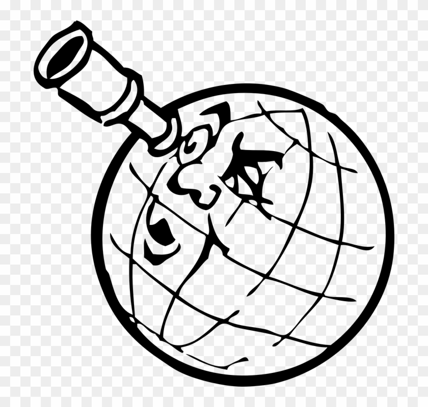 World, Planet, Spyglass, Earth - Earth Outline Cartoon #139041