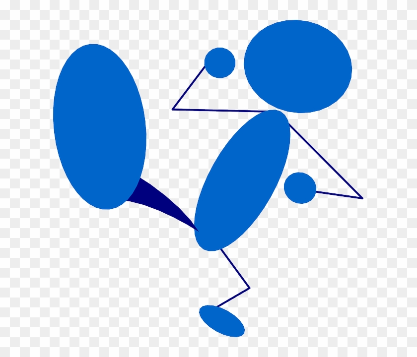 Man, Figure, Blue, Character, Avatar, Step, Boot - Kicking Clipart #139572