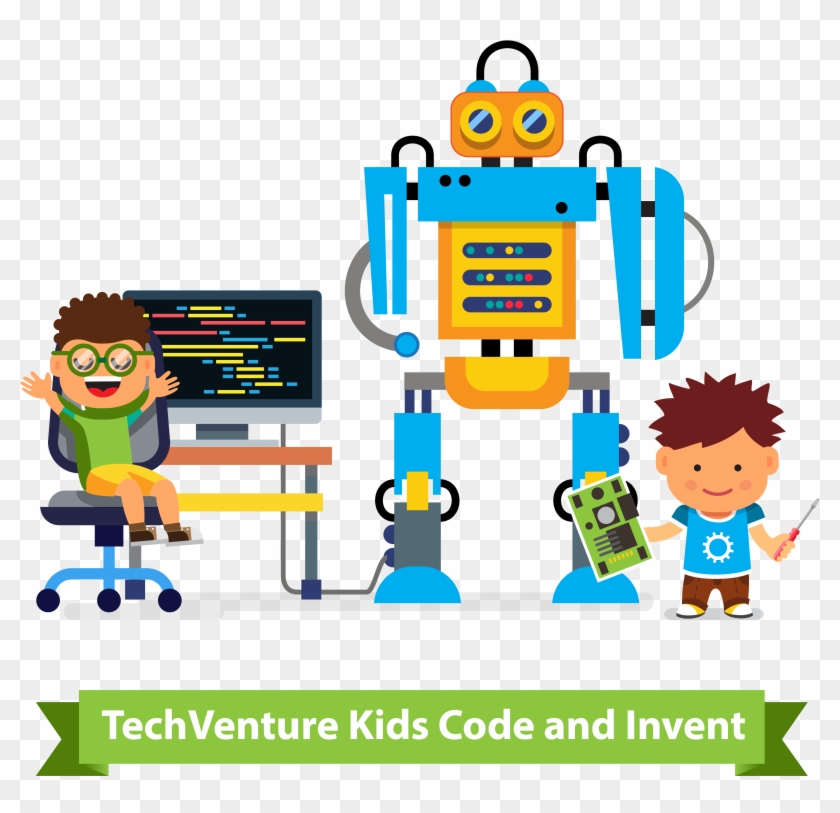 Techventure's Stem Summer Programs Like Code Camp Introduce - Kids Programming Illustration #139881