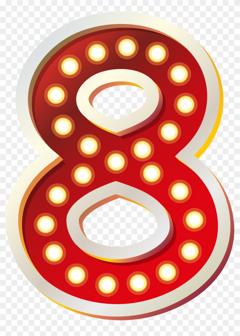 Red Number Eight With Lights Png Clip Art Imageu200b - Zero Clipart #140610