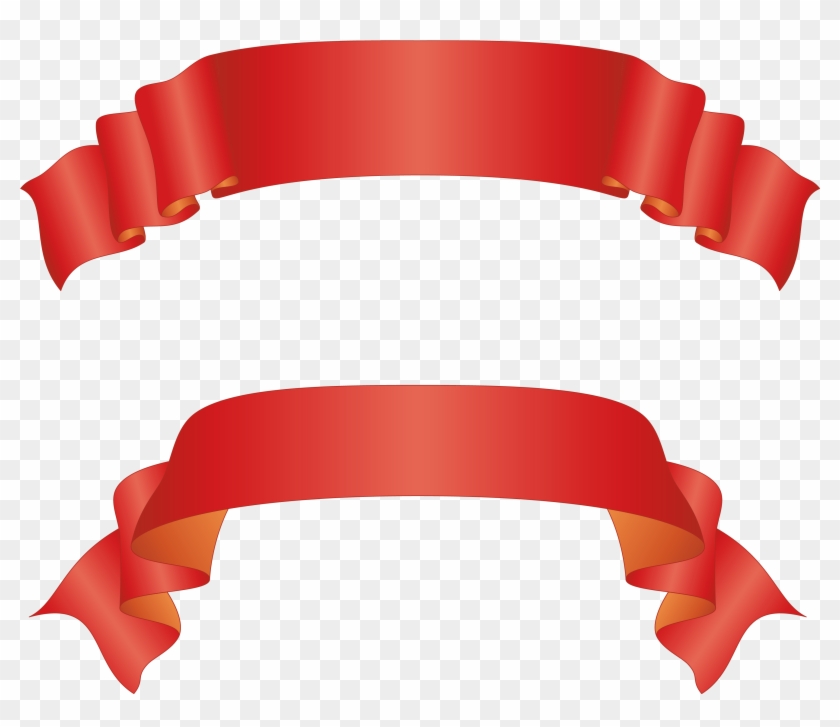Curved - Red Ribbon Banner Transparent Background #140668