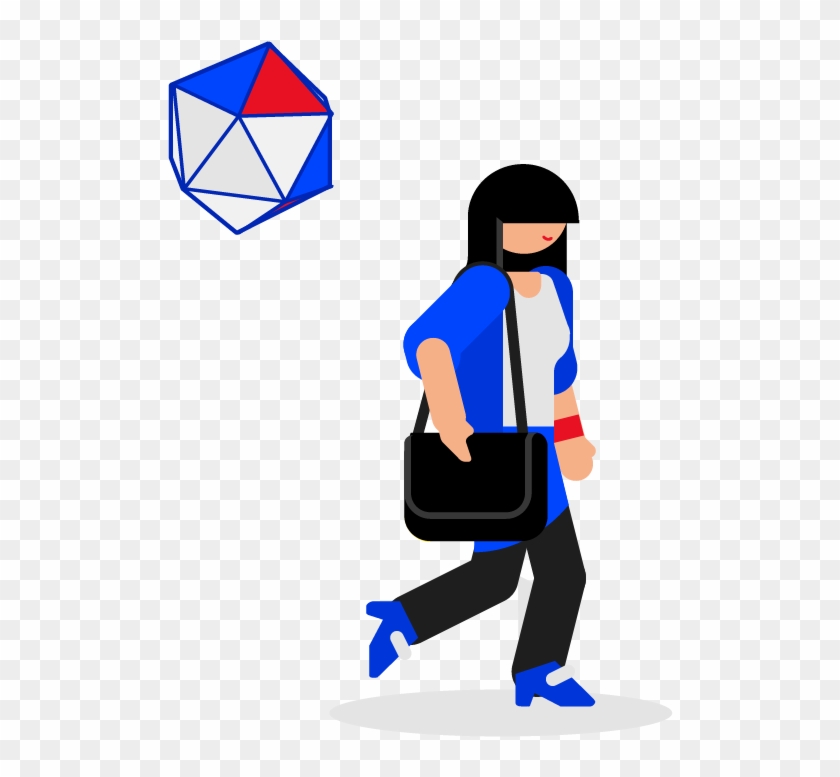 Woman Walking With A Hovering Polyhedron - Woman Walking With A Hovering Polyhedron #142024