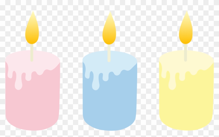 Three Pastel Colored Candles - Blue And Pink Candle #142753