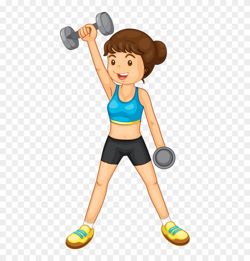 Kids Fitness Ideas - Weight Lifting Cartoon Girl #143111