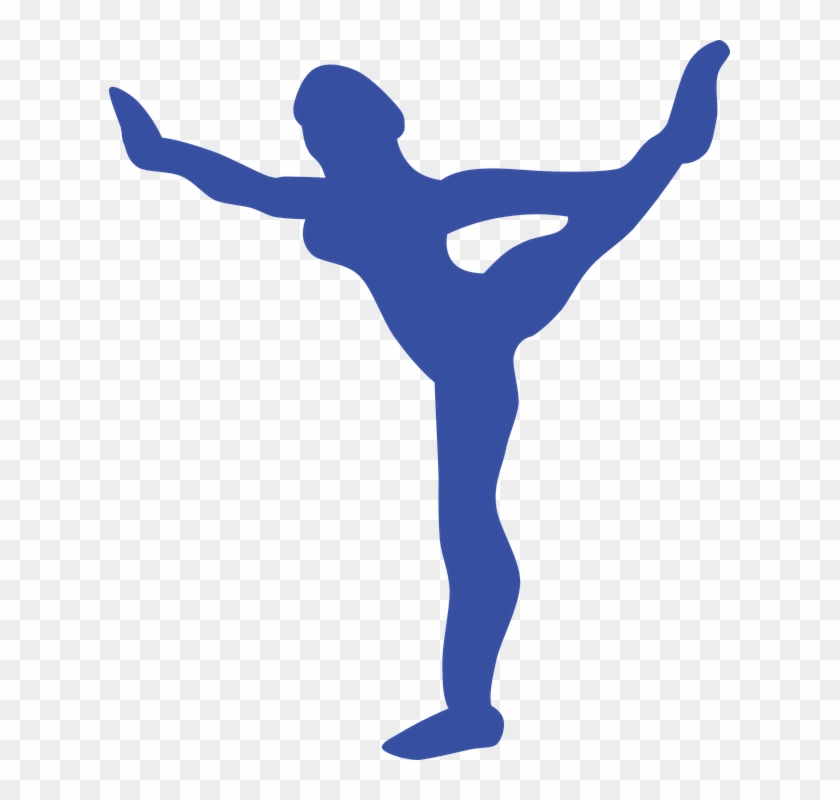 Girl Blue Silhouette Woman Gymnastics Exercise - Gymnastics Clipart Silhouette Color #143537