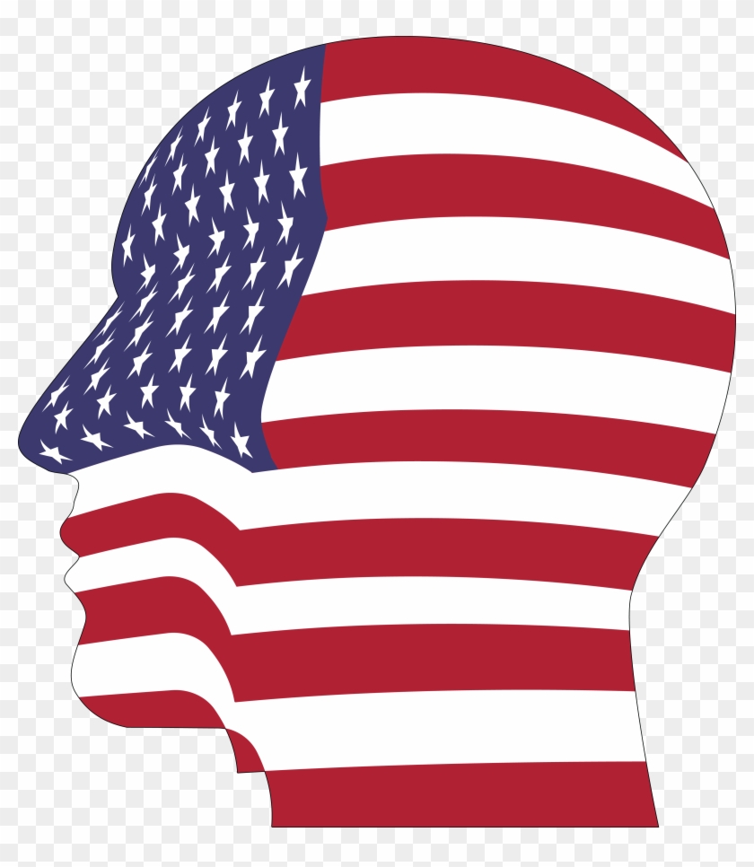 Free Clipart Of A Profiled Head With An American Flag - Flag Of The United States #143820