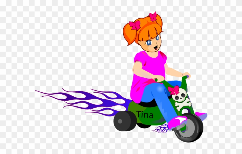 Little Girl On Bike Clip Art - Toddler Clip Art #144018