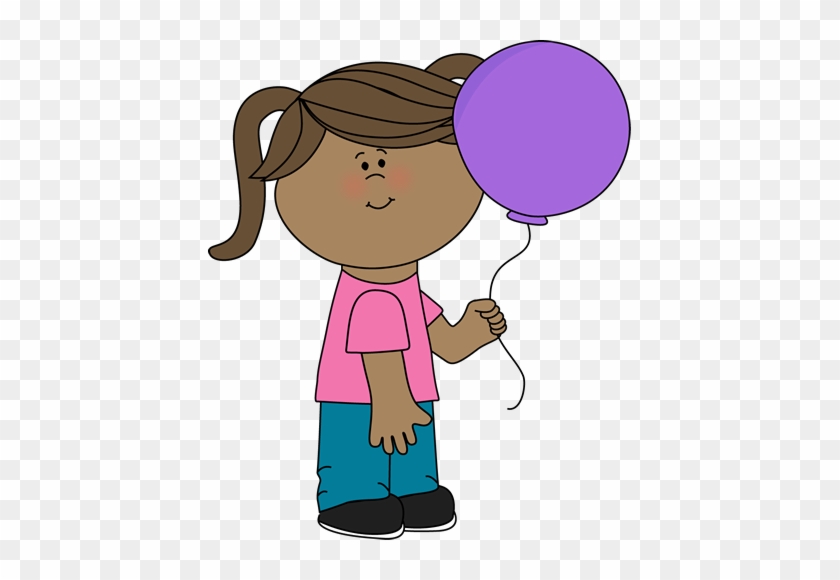 Girl Holding A Balloon Clip Art - Girl With A Balloon Clipart #144019