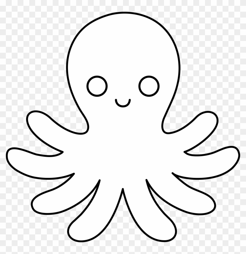 Ocean Clipart Black And White - Octopus Outline #144497