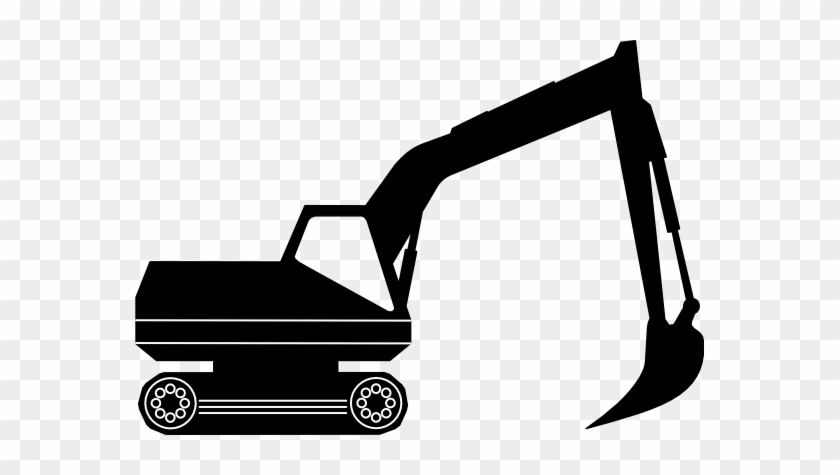 Construction Equipment Clipart - Excavator Black And White #144875