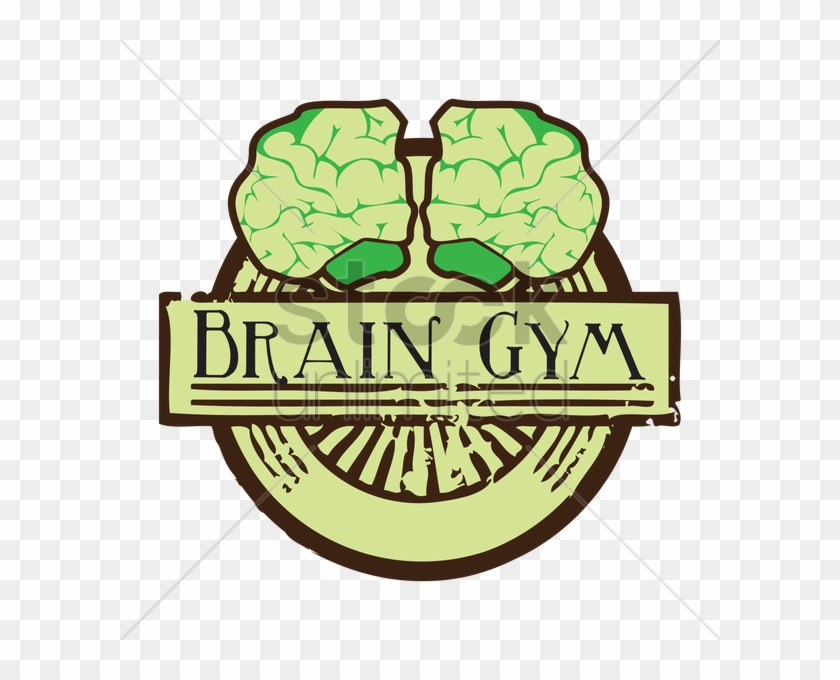 Human Brain With Brain Gym Label Clipart - Euclidean Vector #144923