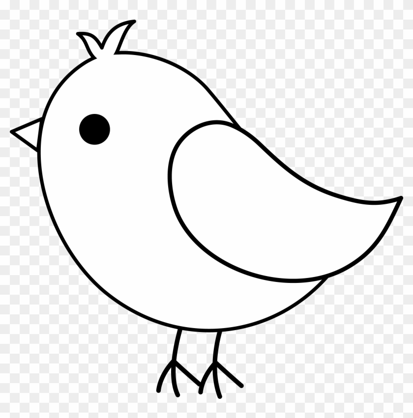 Cute Colorable Bird Drawing - Draw A Cartoon Bird - Free Transparent PNG  Clipart Images Download