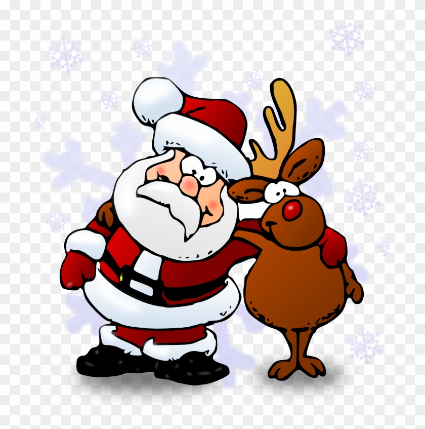 Clipart - Colored - Friends - Santa And Rudolph Cartoon #145148