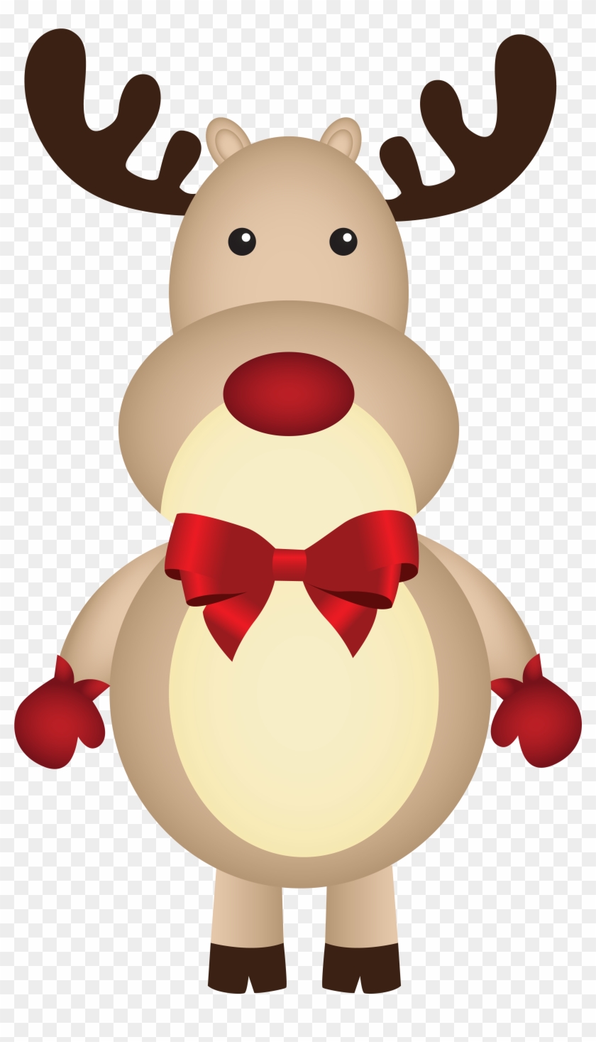 Christmas Rudolph With Bow Png Clipart Image - Rudolph Clipart Png #145243