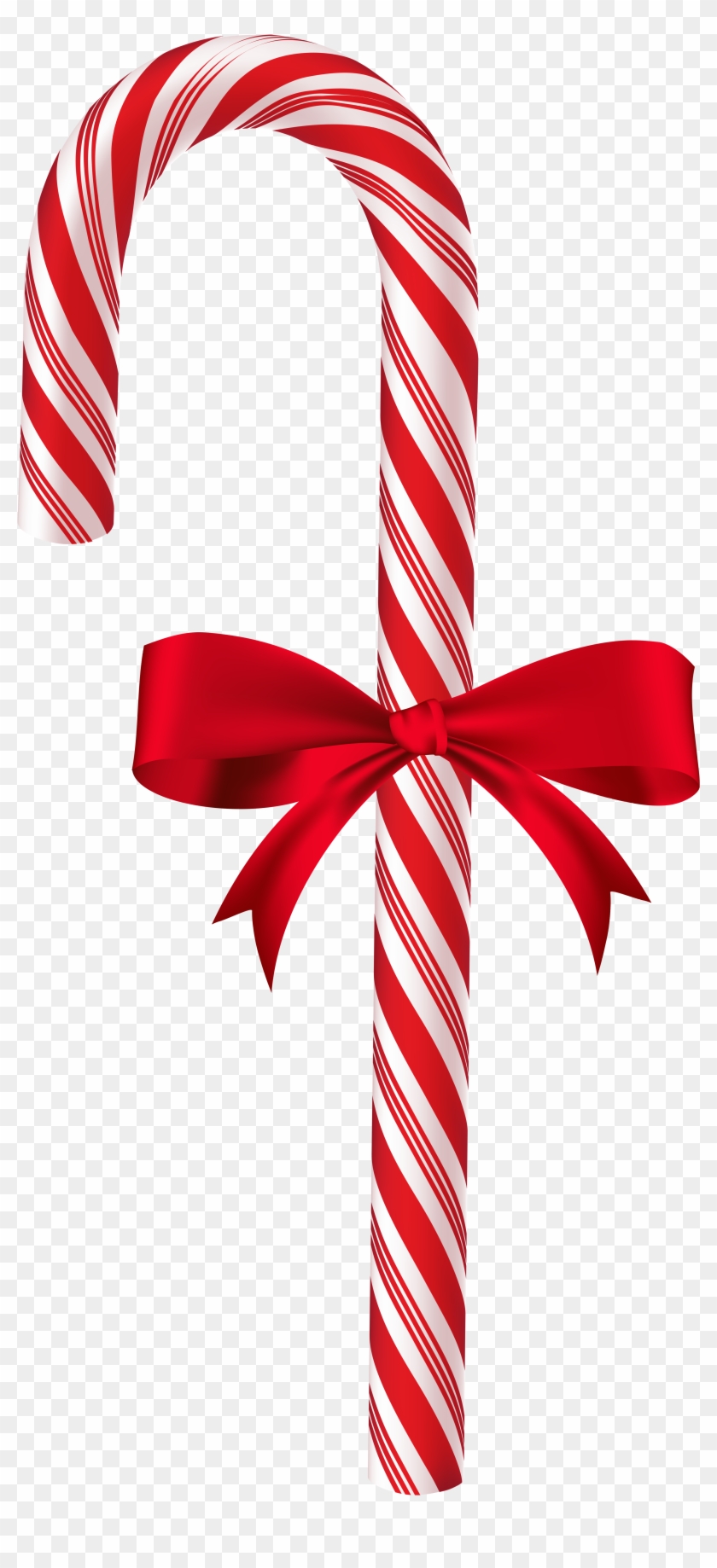 Candy Cane With Red Bow Png Clip Art Image - Doce Cabo De Guarda Chuva #145676