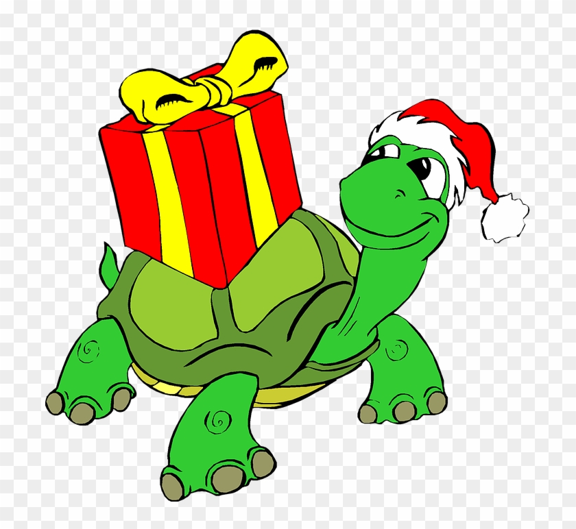 Christmas Holiday Clip Art Tortoise Present Gift - Christmas Clip Art Turtle #146309