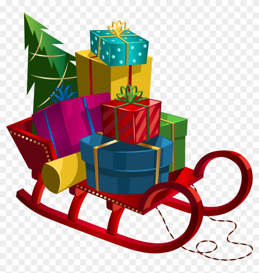 Christmas Sleigh With Gifts Png Clip - Christmas Coloring Book For Children #146701