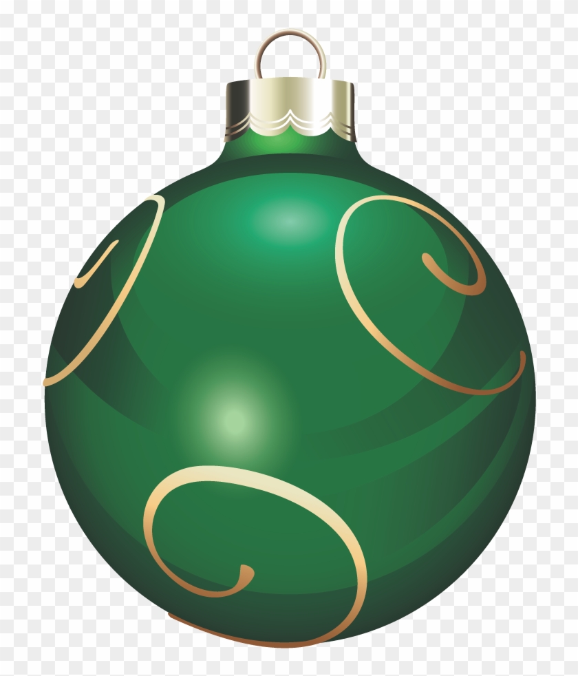 Transparent Green And Gold Christmas Ball Png Clipart - Green Christmas Ornaments Png #146801