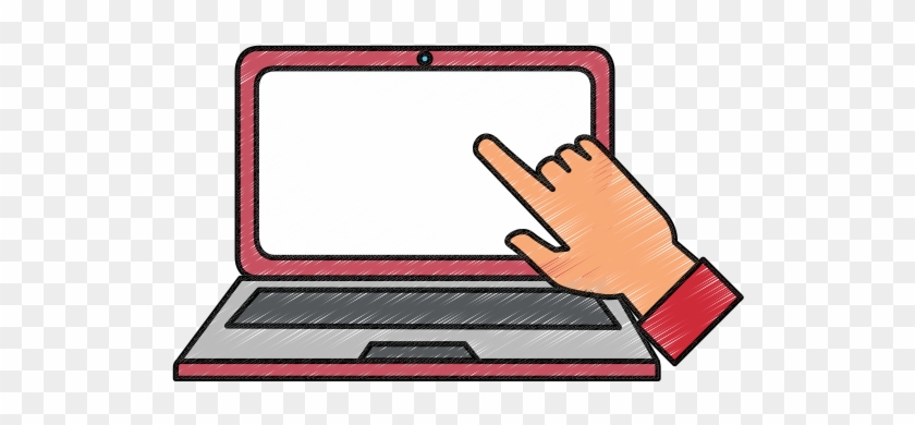 Laptop Computer With Hand User Touching - Netbook #769715