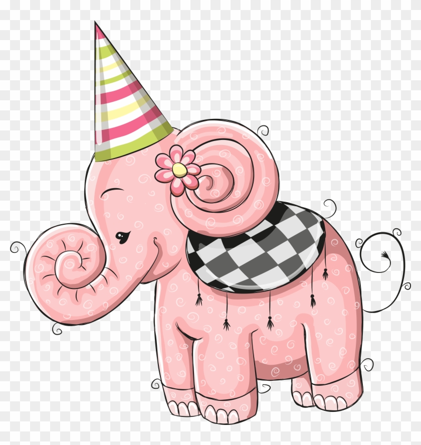 Birthday Greeting Card Elephant Illustration - Birthday Greeting Card Elephant Illustration #770090